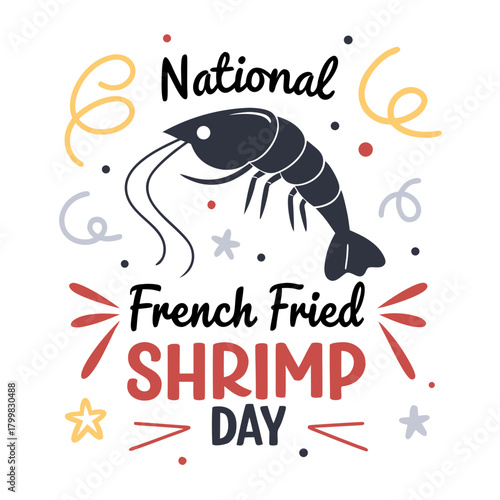 NATIONAL FRENCH FRIED SHRIMP DAY vector illustration 