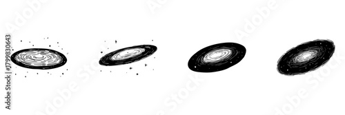 Galaxies Doodle Sketch Set. Cosmic Exploration And Astronomy Concepts In Hand Drawn Style Collection. Celestial Bodies And Universe Illustration. Isolated Vector Illustration