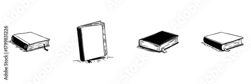 Books Doodle Sketch Set. Literature, Knowledge, And Education Symbols In Hand Drawn Style Collection. Classic Reading And Learning Icons. Isolated Vector Illustration