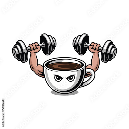 Coffee cup lifting dumbbells