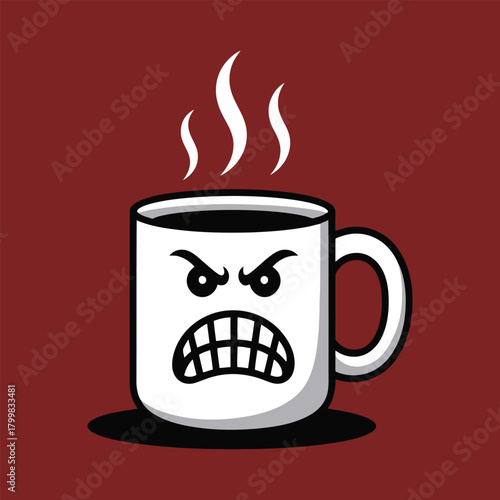 Coffee mug with angry face