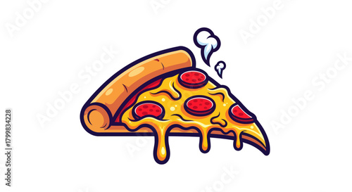 Delicious pizza slice with melted cheese and pepperoni ready to eat.