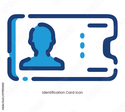 Identification Card Icon in Blue Outline Style