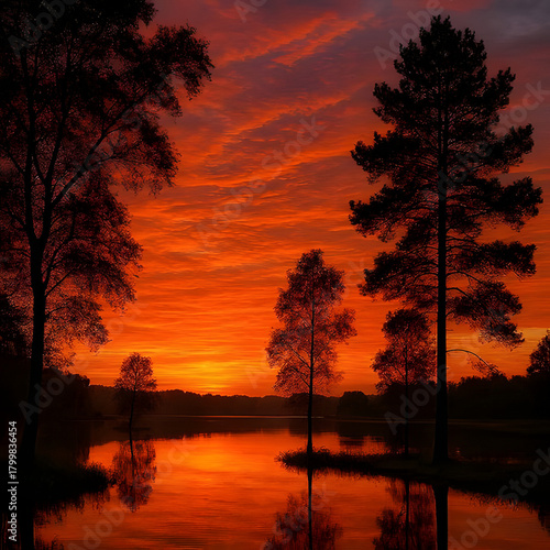 sunset over the lake