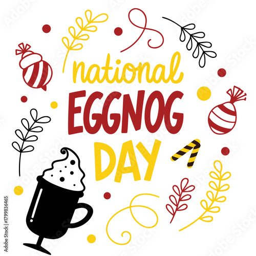 NATIONAL EGGNOG DAY vector illustration isolated on white background