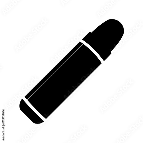 Black silhouette of a simple cylindrical object with stripes Vector, illustration