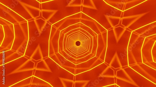 Neon kaleidoscope acid abstract mandala background glowing with hexagonal fractal geometry, luminous futuristic symmetry shifting through radiant infinite patterns