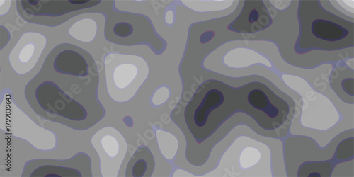 Organic abstract topographic contour map pattern in shades of gray with subtle purple and pink outlines for a modern and intriguing visual design