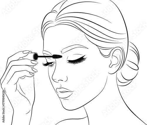 Woman Applying Mascara to Enhance Her Lashes
