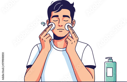 Man Applying Skincare Product to His Face