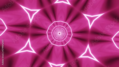 Neon abstract kaleidoscope mandala acid background glowing with hexagonal fractal grids, luminous futuristic geometry shaping radiant infinite motion visuals