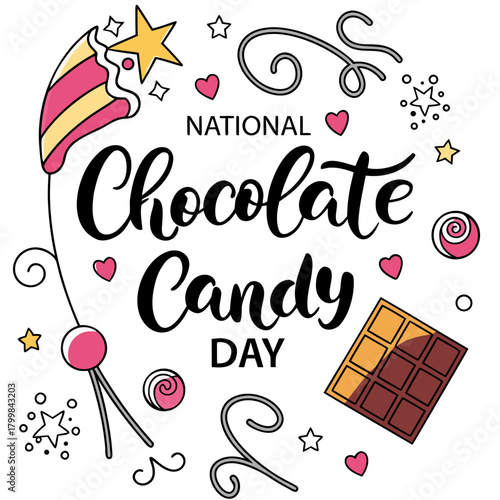 NATIONAL CHOCOLATE CANDY DAY vector illustration isolated on white background