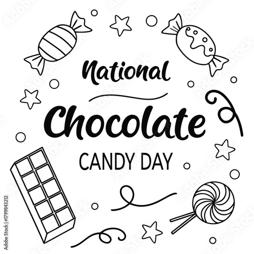 NATIONAL CHOCOLATE CANDY DAY vector illustration isolated on white background