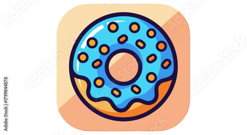 Delicious glazed donut with colorful sprinkles on a square background.