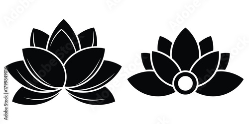 lotus bloom silhouette flowers isolated on transparent background