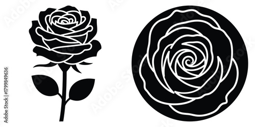 tea rose silhouette flowers isolated on transparent background