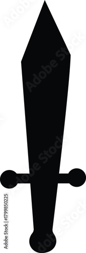 Sword, Spear, and Weapon Icon of Sharp Blade, Dagger, and Arrowhead Symbols, Black Flat Vector, Combat Armory, Battle Tool, War Equipment, and Medieval Weaponry