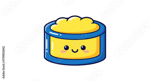 Cute Cartoon Butter Tub with a Friendly Face.