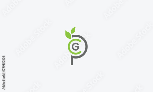 Branding nature leaf letter g p logo design