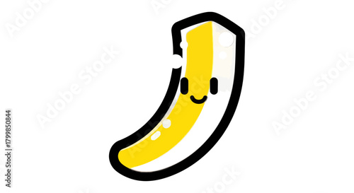 Cute cartoon banana character with a happy face.