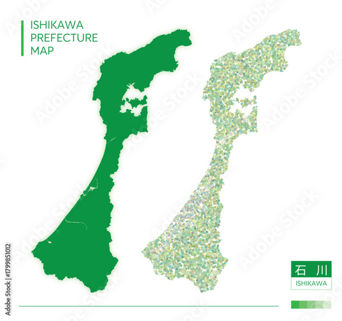 石川県地図・Ishikawa（点描）