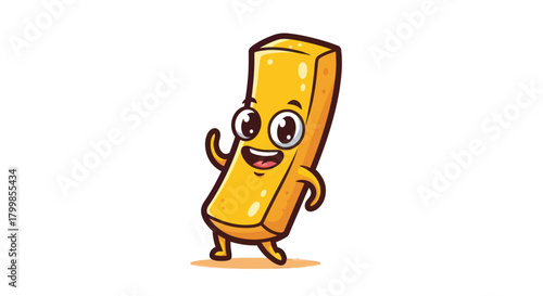 Cheerful cartoon butter stick character with a happy expression.