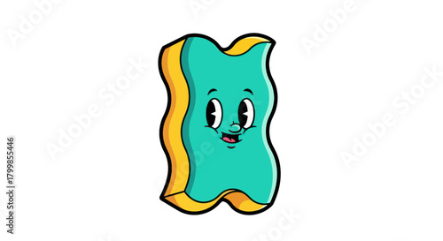 Cartoon Sponge Character with Wavy Edges and Expressive Face.