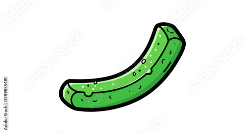 Cartoon Pickle Illustration with Black Outline on White Background.