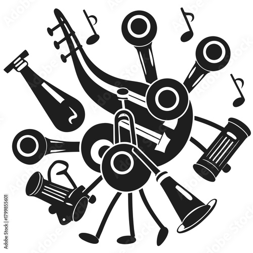 Dynamic abstract musical instruments and notes composition.