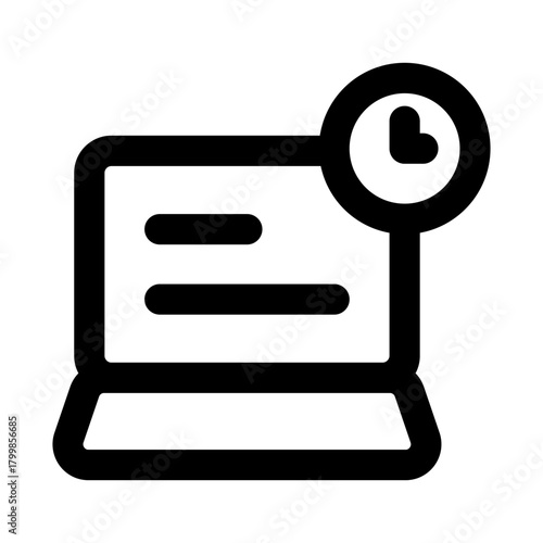 Laptop Professional Line Icon. Modern minimal vector illustration representing portable computing, digital workstations, and technology devices.