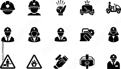 Safety and construction icons set Vector