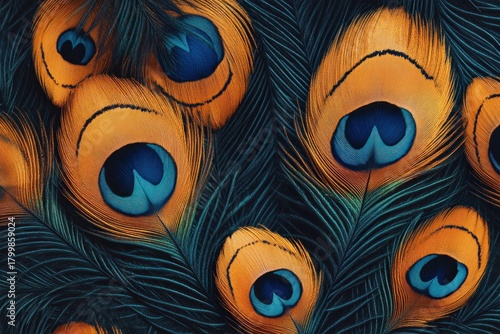 Peacock Feather Texture. Close-Up Peacock Feathers. Colorful Peacock Pattern. Vibrant Peacock Plumage Texture. Detailed Peacock Feather. Peacock Feather Surface. Colorful Peacock Feathers Close up.