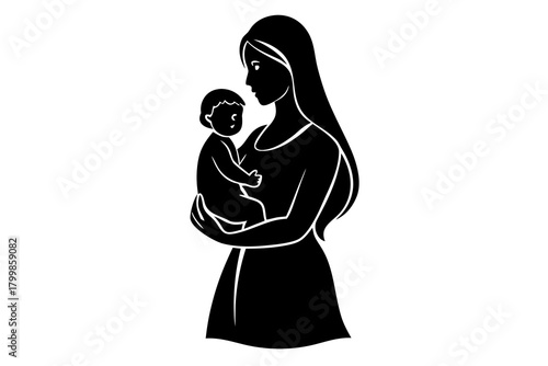 set of Mother with baby silhouette vector illustration isolated on white background
