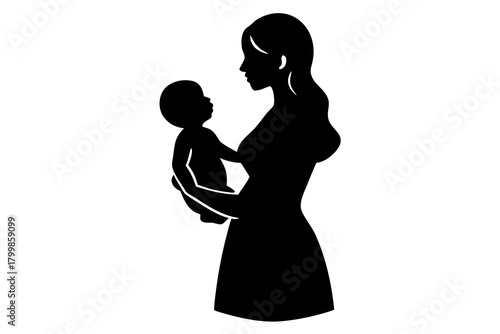 set of Mother with baby silhouette vector illustration 