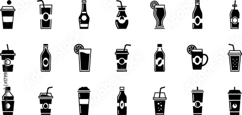 Beverage icon set Vector