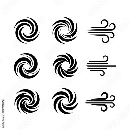 Windy swirls and air flows in black and white