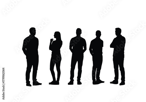 Vector illustration of silhouette of people standing isolated on
