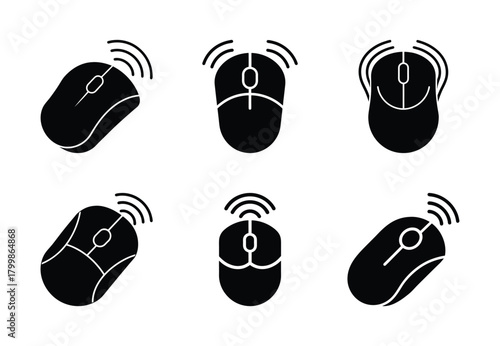 wireless mouse vector icon set. Technology silhouette icons