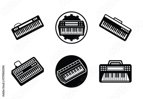 mechanical keyboard vector icon set. Technology silhouette icons