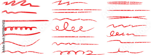 Collection of handwritten scribbles and doodles in red and brown ink on white background