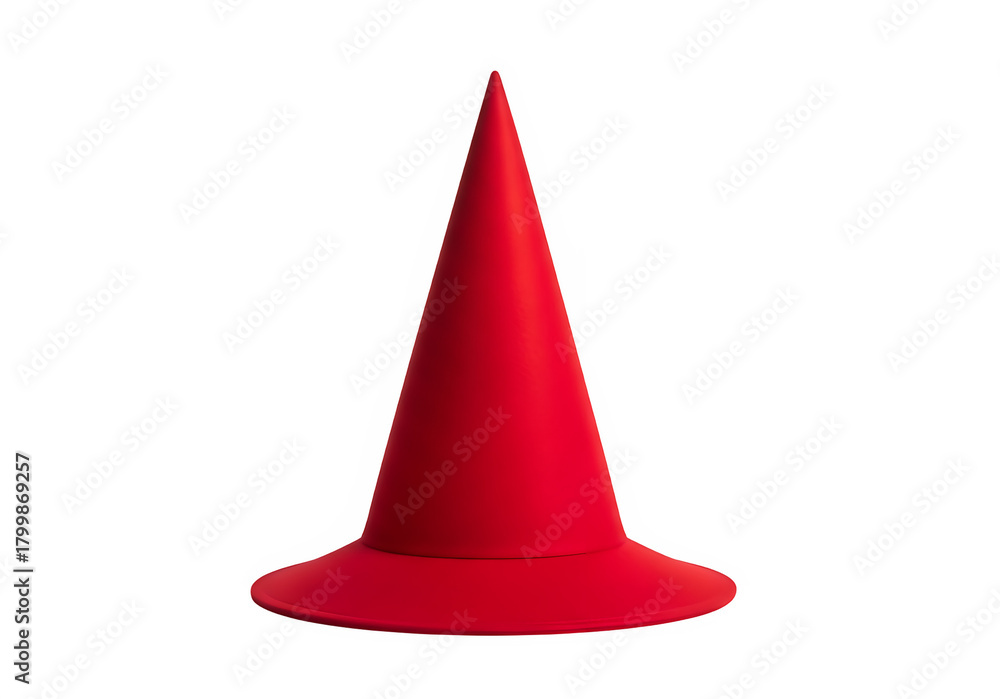 Fototapeta premium A red cone shaped hat, isolated on white or transparent background. PNG
