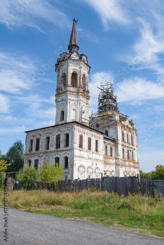 The ancient Church of the Exaltation of the Holy Cross (built between 1754 and 1798) on a sunny August day. Tobolsk, Russia