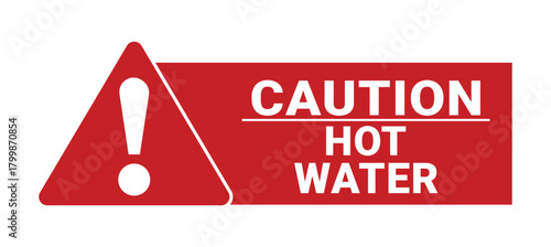 Caution Very Hot Water - Safety Sign , logo, badge, icon, sticker, label, emblem, stamp, symbol, black, line, flat vector, isolated illustration.