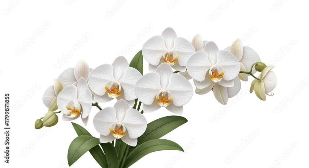 Obraz premium White Phalaenopsis Orchid Blooms – Elegant Flower on Stem