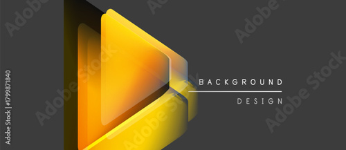 Abstract yellow triangle layers over dark gray background. Modern design element, simple yet striking visual.
