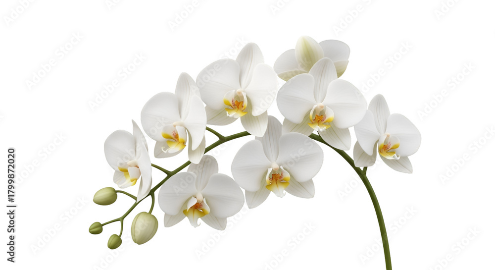 Obraz premium White Phalaenopsis Orchid Blooms – Elegant Flower on Stem