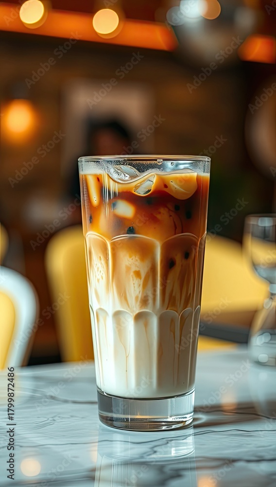 Obraz premium Iced coffee layered drink in a glass