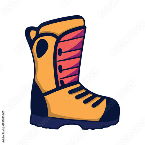 Cartoon style vector illustration of trekking boot isolated on white