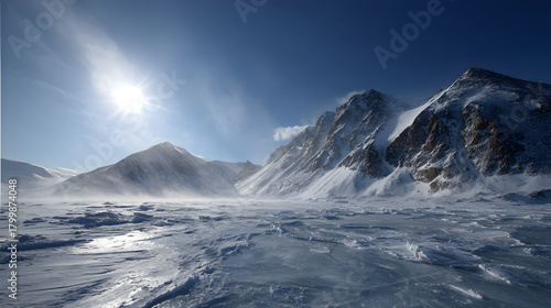 Wallpaper Mural Antarctic landscape with snow covered mountains under bright sun Torontodigital.ca