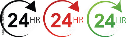 24 Hour Service Available Anytime Badge for Customer Support and Assistance